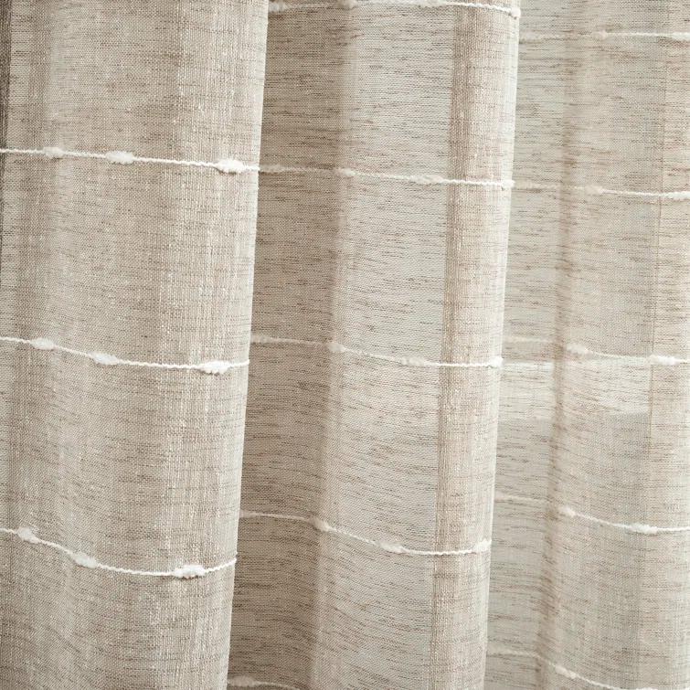 Farmhouse Textured Sheer Polyester Sheer Curtain Pair (Set of 2)