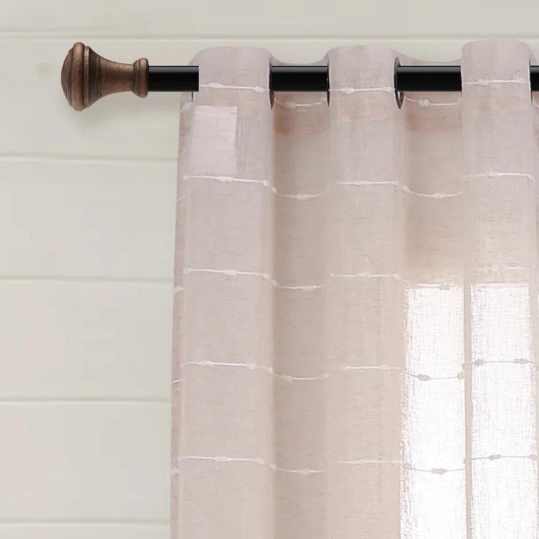 Lush Decor Farmhouse Textured Sheer Polyester Sheer Curtain Pair (Set of 2)