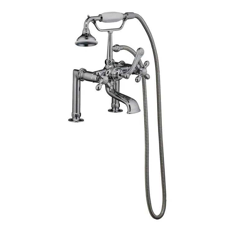 3 Handle Bathroom Clawfoot Tub Faucet with Diverter
