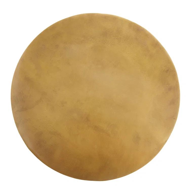 Round Gold Brass and Glass Side Table