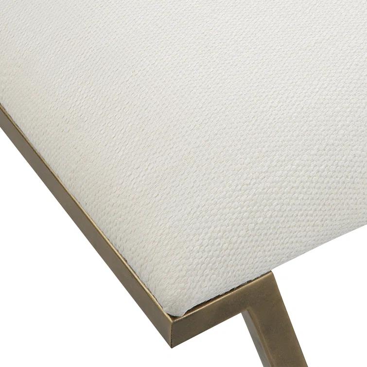 Uttermost Farrah Geometric Iron Metal Bench in White/Antique Gold