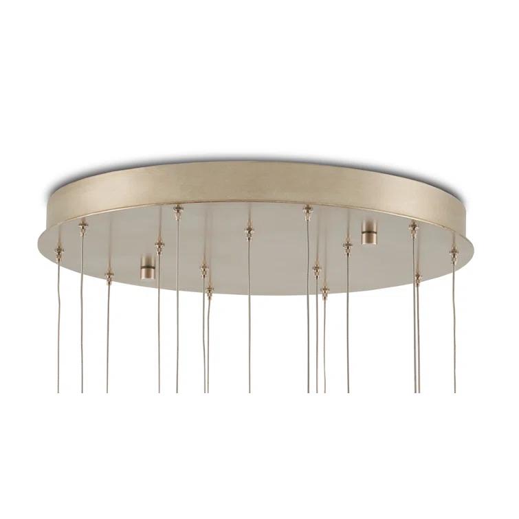 Antique Brass and Frosted Glass 15-Light Pendant