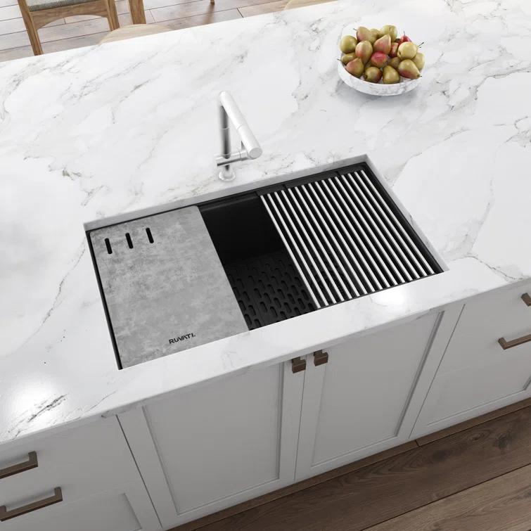 Ruvati 33-inch Undermount Workstation Granite Composite Kitchen Sink