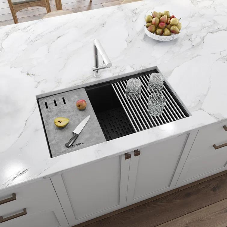 Ruvati 33-inch Undermount Workstation Granite Composite Kitchen Sink