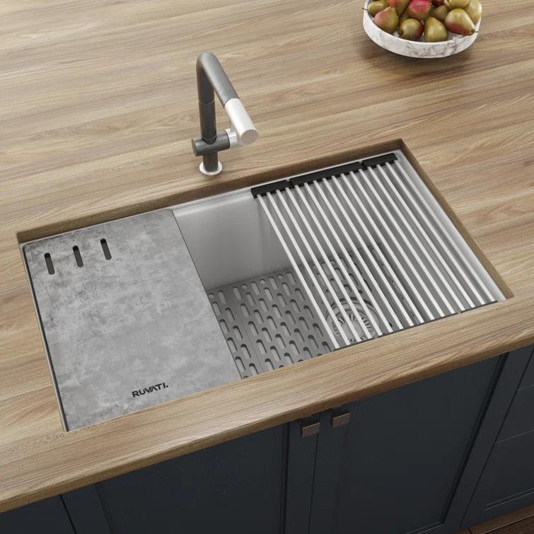 Ruvati 33-inch Undermount Workstation Granite Composite Kitchen Sink