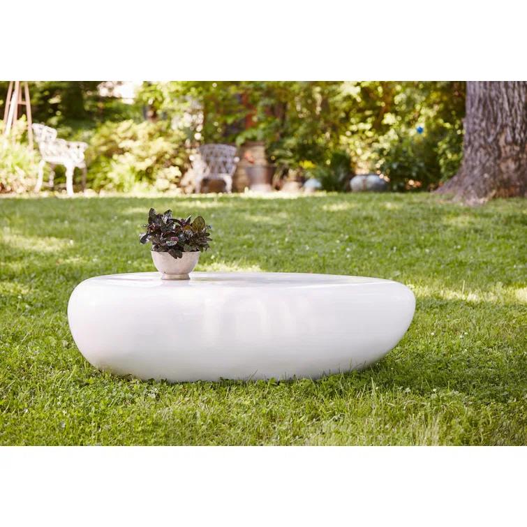 Phillips Collection Gel Coat White River Stone Solid Coffee Table