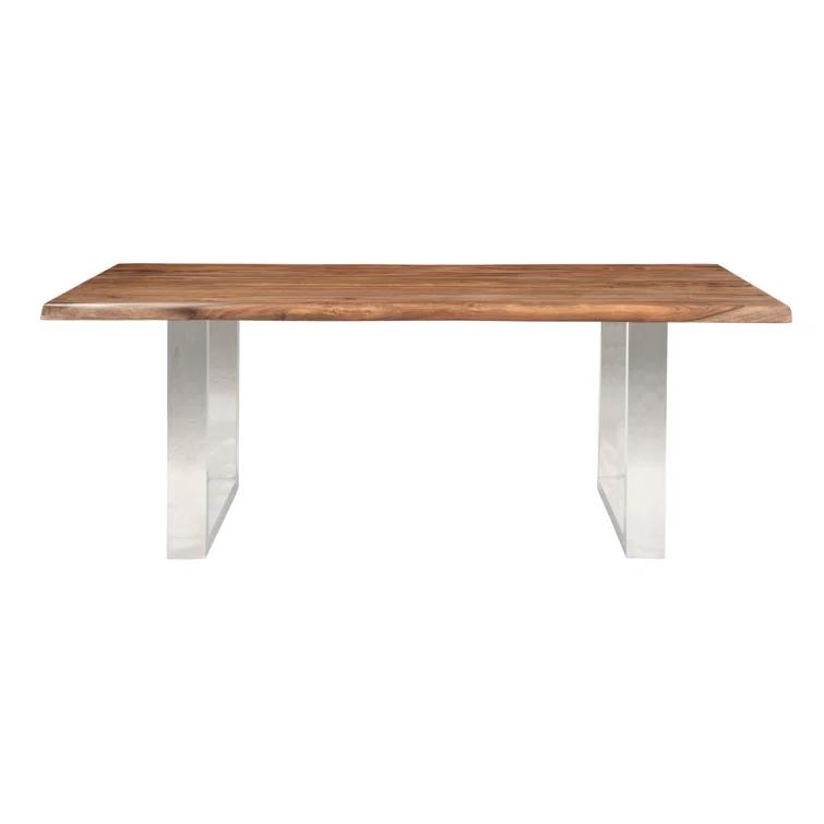 Aabriella 80'' Wood and Metal Rectangular Dining Table