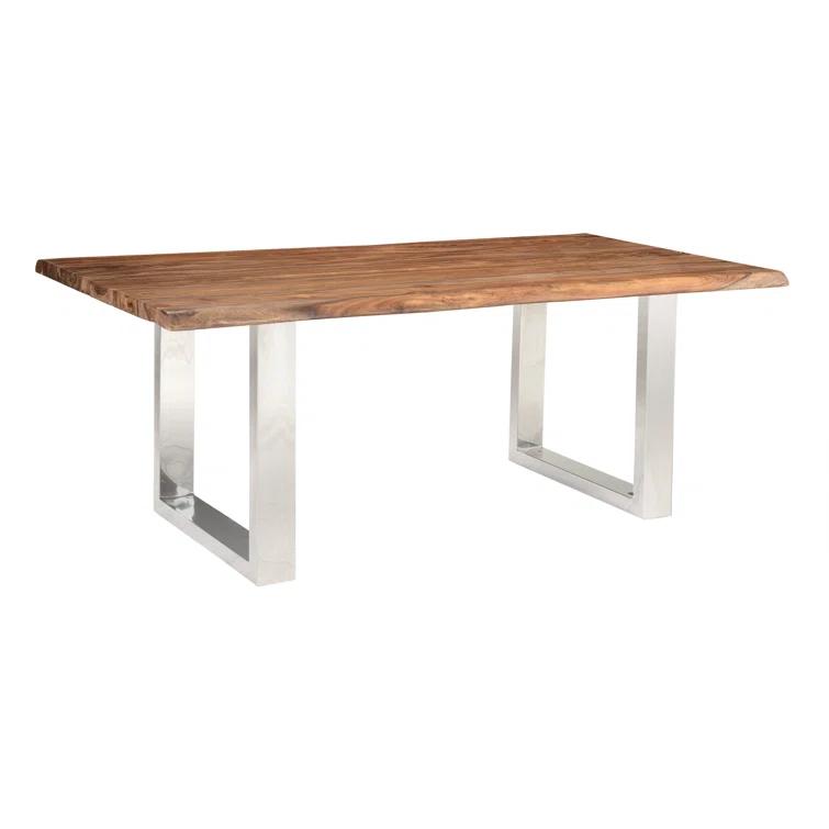 Aabriella 80'' Wood and Metal Rectangular Dining Table