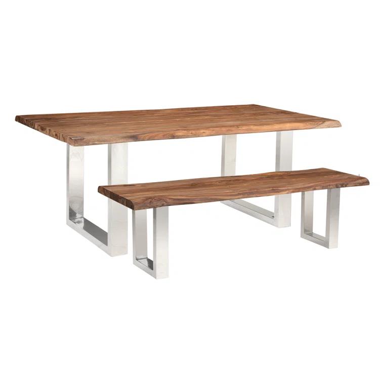 Aabriella 80'' Wood and Metal Rectangular Dining Table