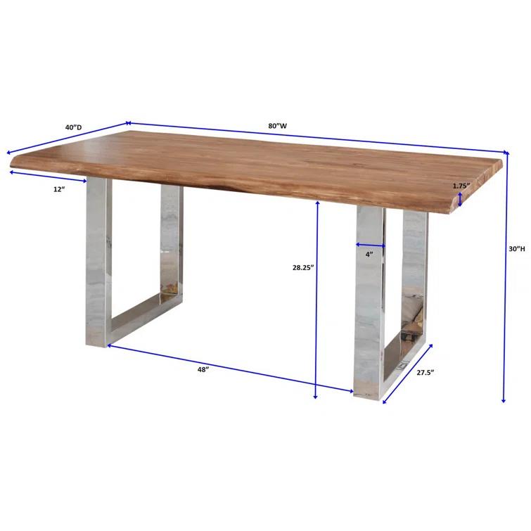 Aabriella 80'' Wood and Metal Rectangular Dining Table