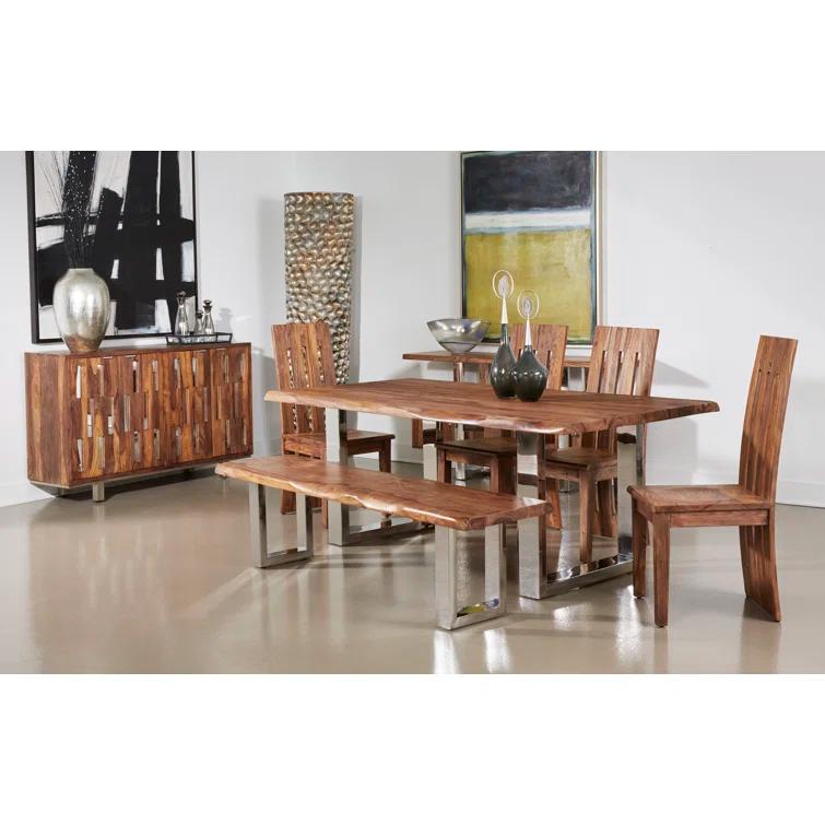 Aabriella 80'' Wood and Metal Rectangular Dining Table