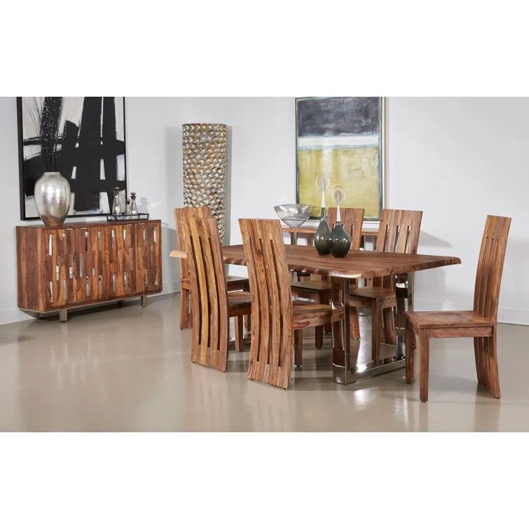 Aabriella 80'' Wood and Metal Rectangular Dining Table