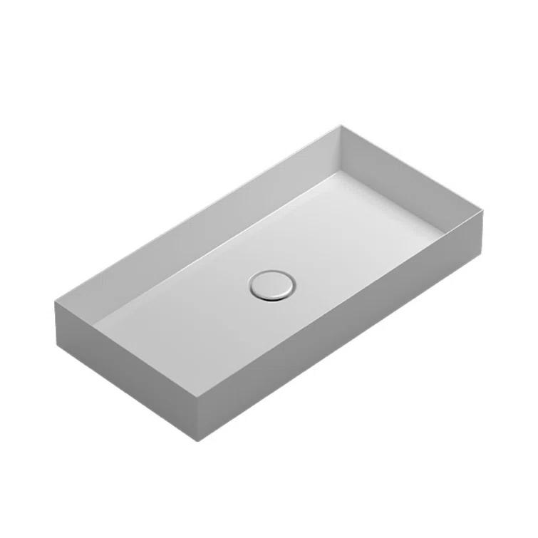 WS Bath Collections Track 13.8'' Glossy White Ceramic Rectangular Bathroom Sink