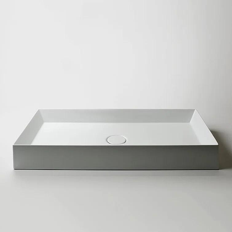 WS Bath Collections Track 13.8'' Glossy White Ceramic Rectangular Bathroom Sink