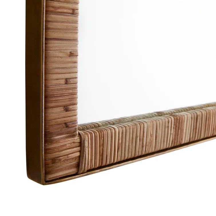 Celerie Kemble 40.5'' Gold Metal & Rattan Rectangular Wall Mirror