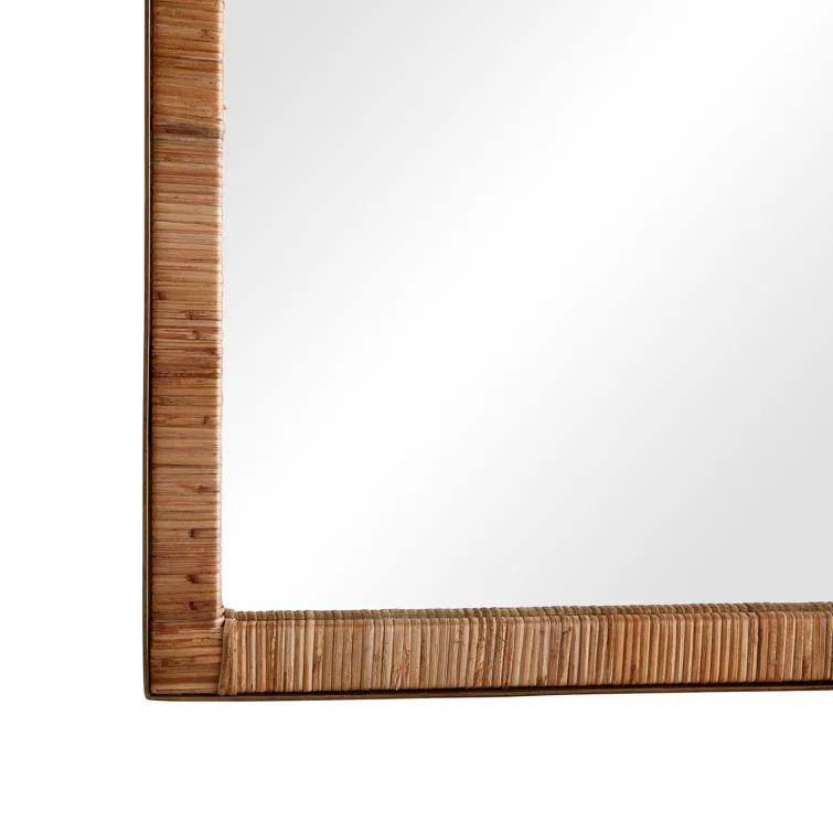 Celerie Kemble 40.5'' Gold Metal & Rattan Rectangular Wall Mirror