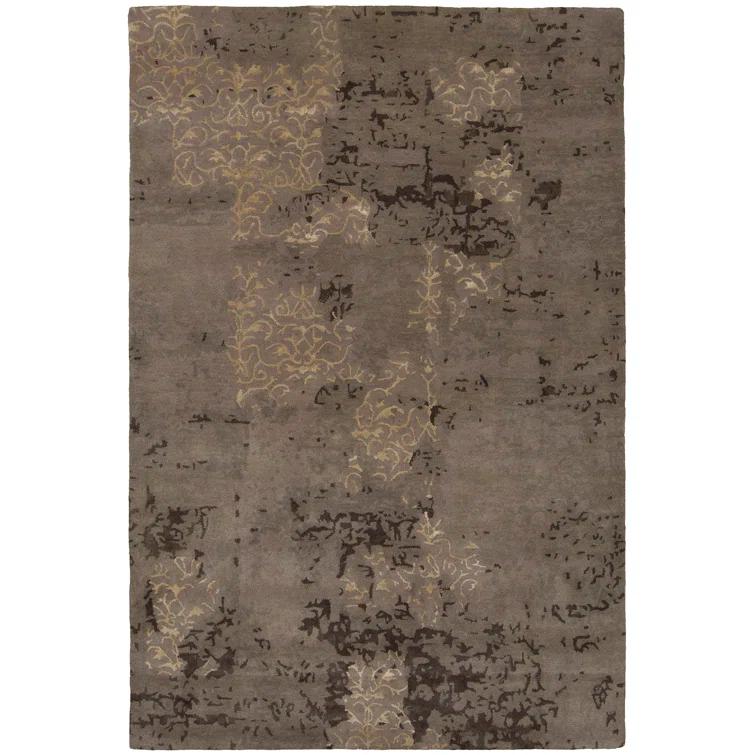 Handmade Gray Tufted Wool-Viscose Blend Rectangular Area Rug 9' x 13'