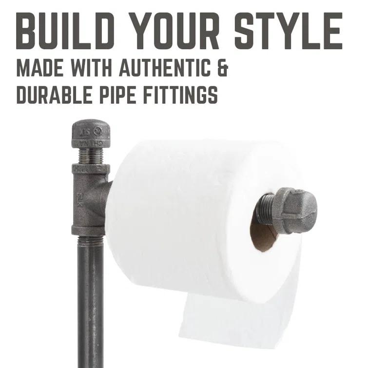 Freestanding Industrial Pipe Toilet Paper Holder