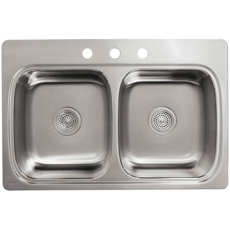 Verse Top-Mount Double-Equal Bowl Kitchen Sink with Single Faucet Hole