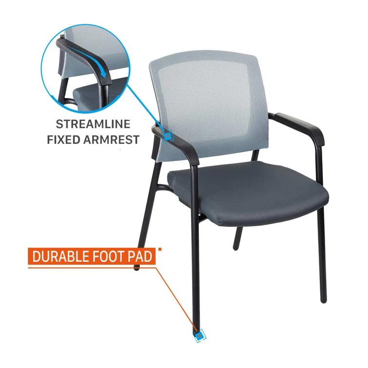 Inbox Zero Nashiya CLATINA Mesh Back 22.2" W Stackable Seat Waiting Room Chair with Metal Frame