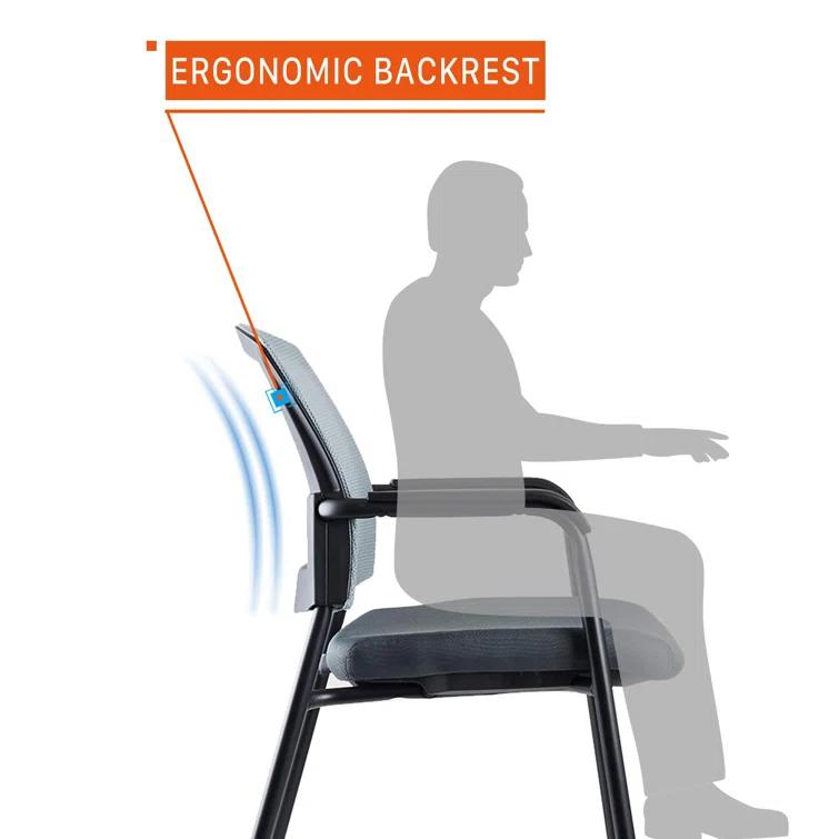 Inbox Zero Nashiya CLATINA Mesh Back 22.2" W Stackable Seat Waiting Room Chair with Metal Frame