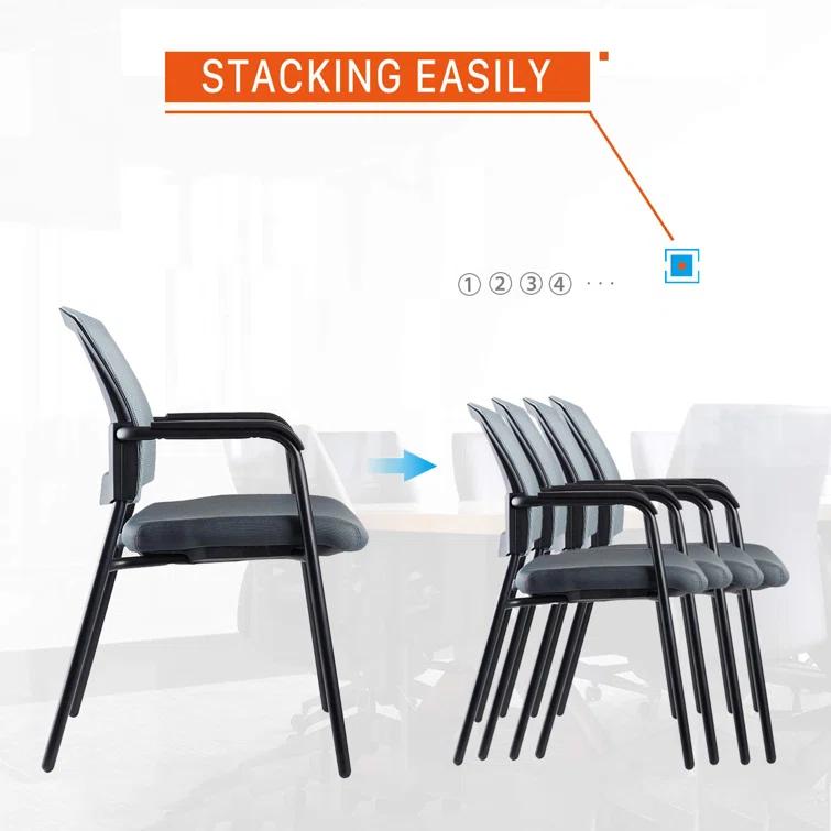 Inbox Zero Nashiya CLATINA Mesh Back 22.2" W Stackable Seat Waiting Room Chair with Metal Frame