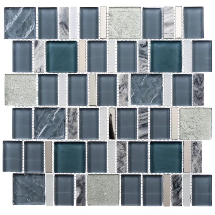 Estee Glass/Stone/Metal Mosaic Kitchen Backsplash, Wall and Floor Tile