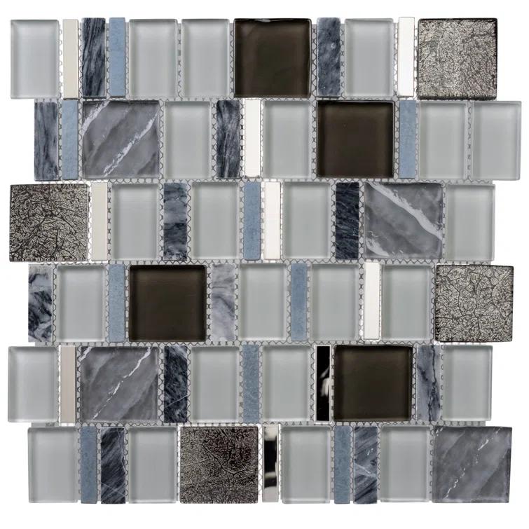 Estee Glass/Stone/Metal Mosaic Kitchen Backsplash, Wall and Floor Tile