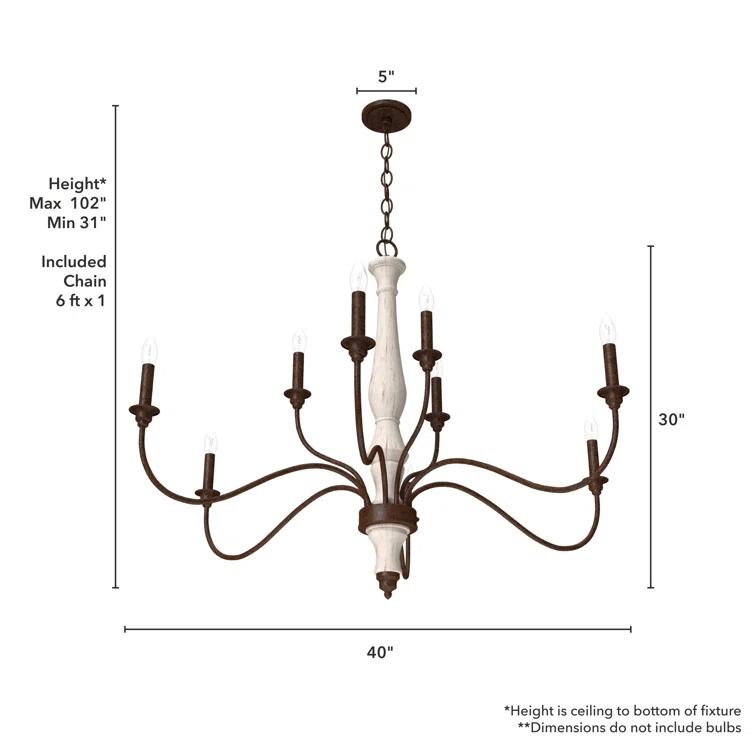Hunter Fan Teren 9 - Light Candle Style Tiered Chandelier