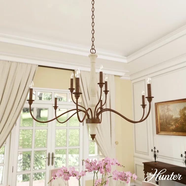 Hunter Fan Teren 9 - Light Candle Style Tiered Chandelier