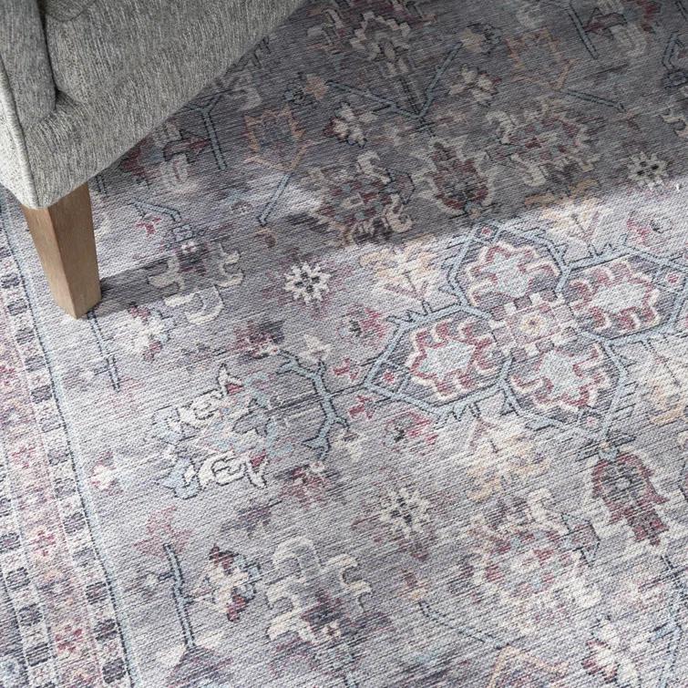 Machine Washable Oriental Gray Area Rug