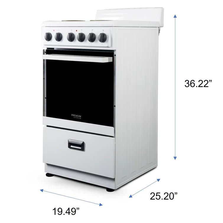 Premium Levella 20" 2.2 Cubic Feet Smart Electric Free Standing Range with 4 Burners