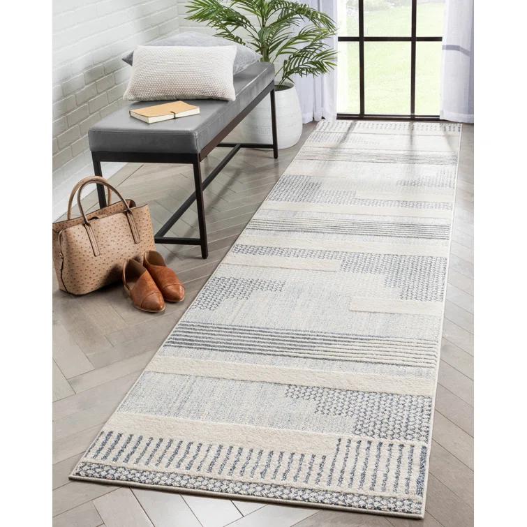 Marcone Briar Tribal Geometric Abstract Light Blue Looped Pile Rug