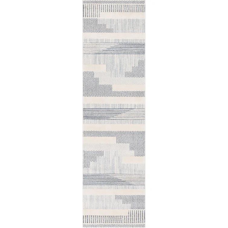 Marcone Briar Tribal Geometric Abstract Light Blue Looped Pile Rug