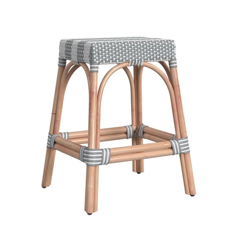 Butler Specialty Company Robias Rattan 24.5" Counter Stool - Gray & White Stripe