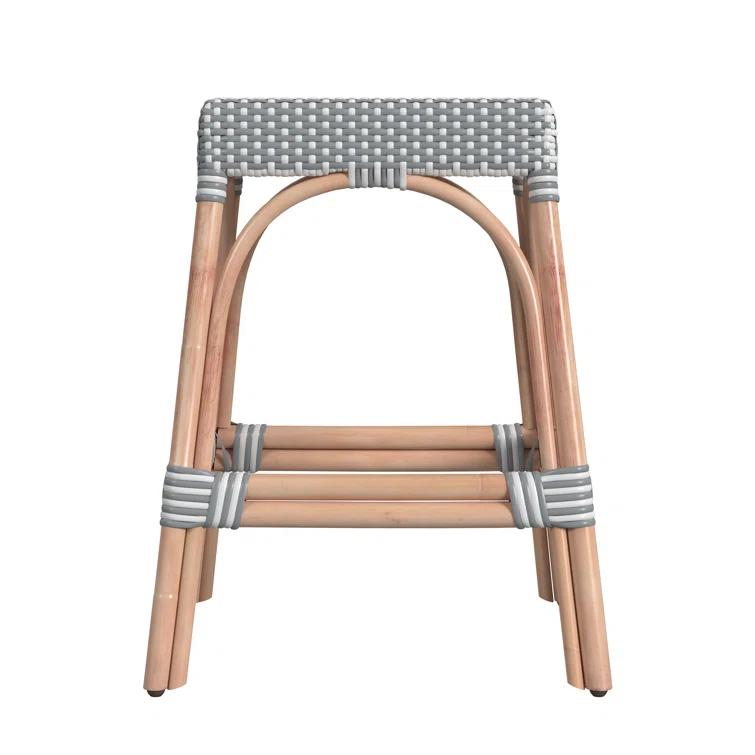 Butler Specialty Company Robias Rattan 24.5" Counter Stool - Gray & White Stripe