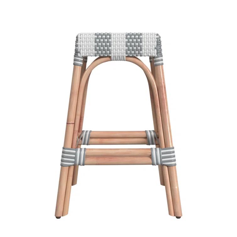 Butler Specialty Company Robias Rattan 24.5" Counter Stool - Gray & White Stripe