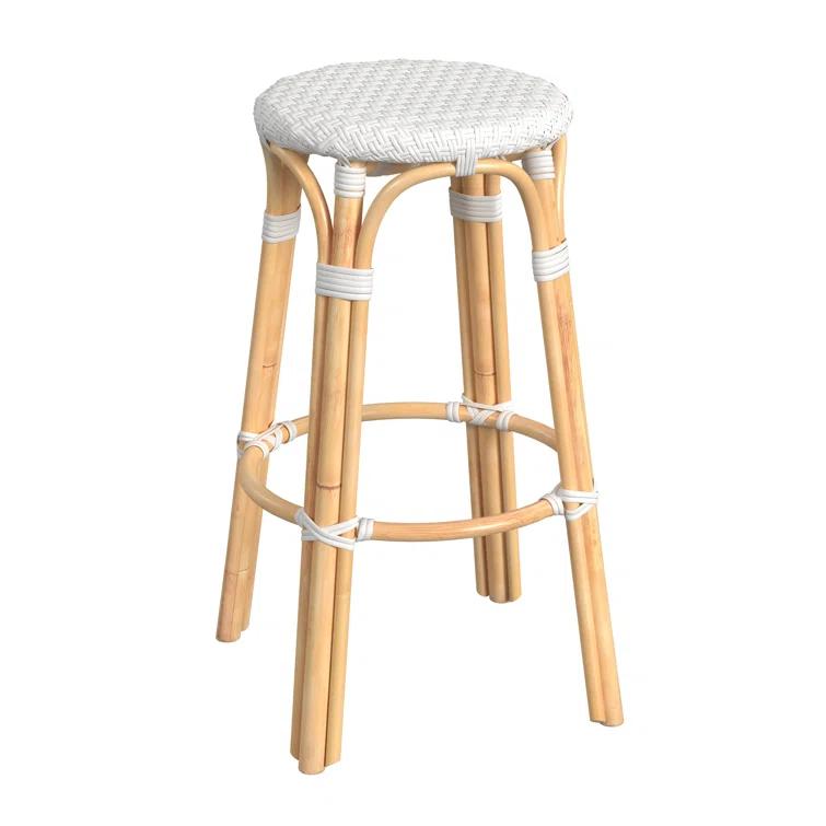 Butler Specialty Company Tobias Round Rattan 30" Bar Stool - Glossy White