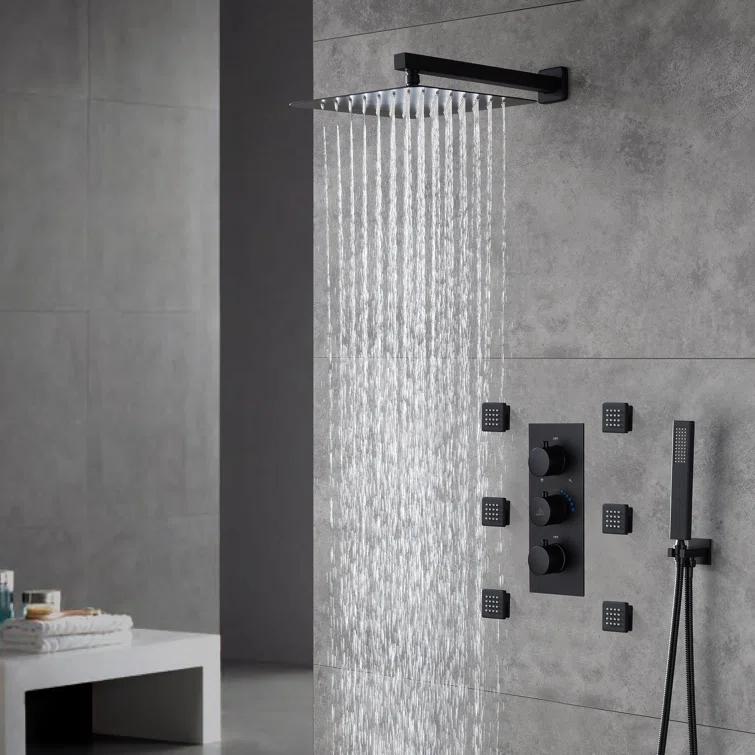 Revitalize 12 Inch Luxury Thermostatic Complete Shower System with Rough-in Valve