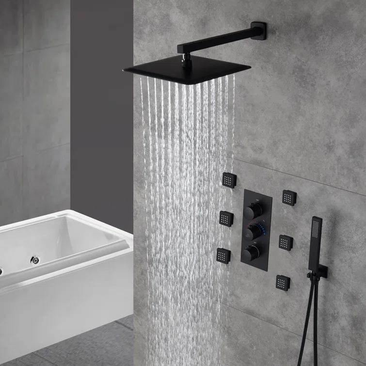 Revitalize 12 Inch Luxury Thermostatic Complete Shower System with Rough-in Valve