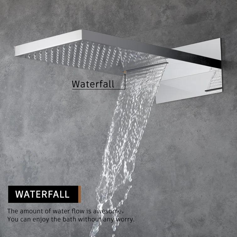 Rainier 22" Rainfall Complete Shower System with with Rainfall & Waterfall Spray, Handheld and Rough-in Valve Included