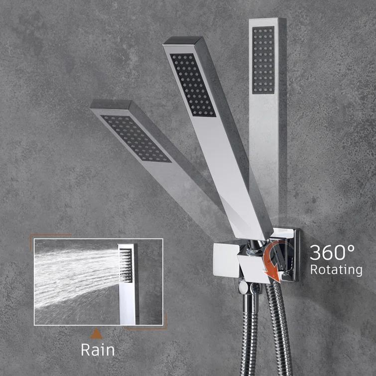 Rainier 22" Rainfall Complete Shower System with with Rainfall & Waterfall Spray, Handheld and Rough-in Valve Included