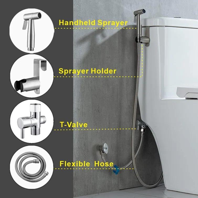 Elongated Hand Held Bidet with Faucet