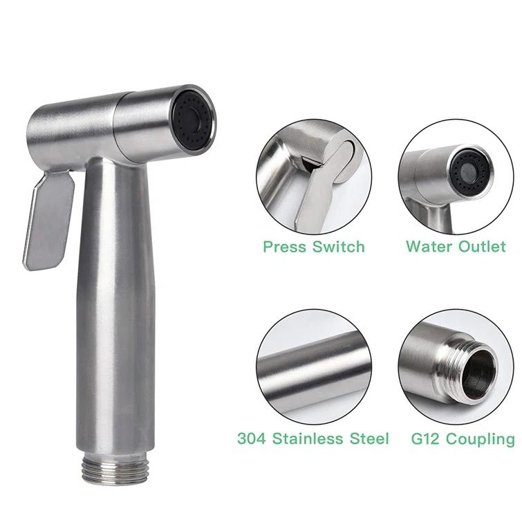 Elongated Hand Held Bidet with Faucet