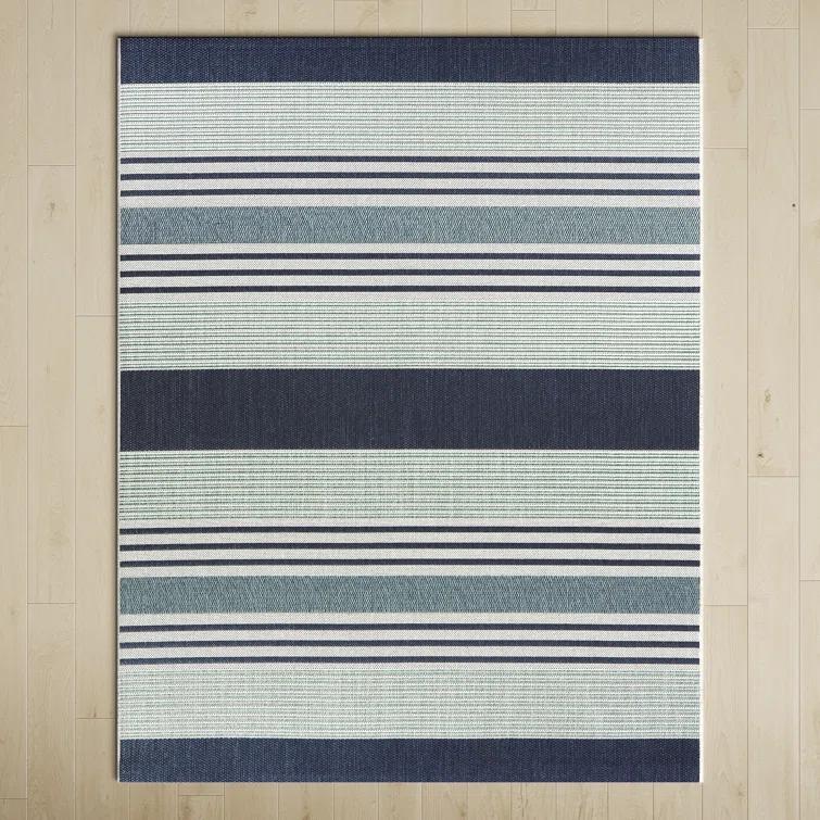 Danes Striped Flatweave Navy Blue/Ivory Indoor/Outdoor Area Rug