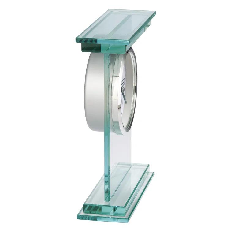 Howard Miller® Hightower Modern & Contemporary Roman Numeral Crystal Quartz Movement / Crystal Tabletop Clock with Alarm in Clear