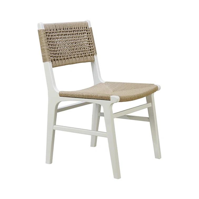 Matte White Lacquer & Cane Contemporary Side Chair