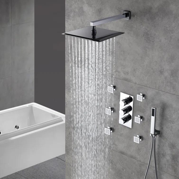 Revitalize 12 Inch Luxury Thermostatic Complete Shower System with Rough-in Valve
