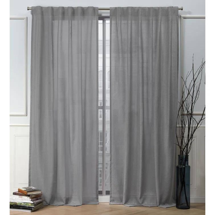 Nicole Miller Nicole Miller Faux Linen Slub Textured Hidden Tab/Rod Pocket Top Light Filtering Curtain Panel Pair (Set of 2)