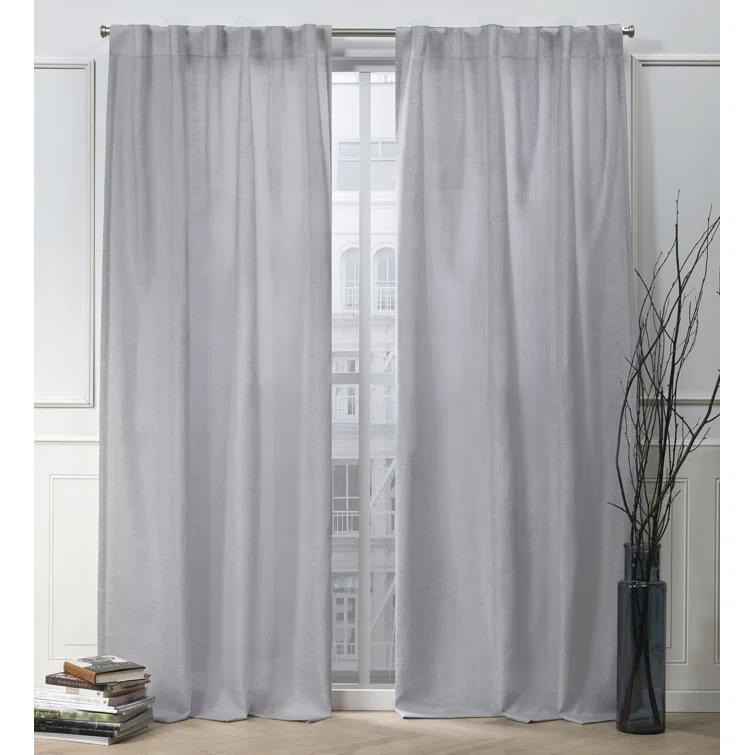 Nicole Miller Nicole Miller Faux Linen Slub Textured Hidden Tab/Rod Pocket Top Light Filtering Curtain Panel Pair (Set of 2)